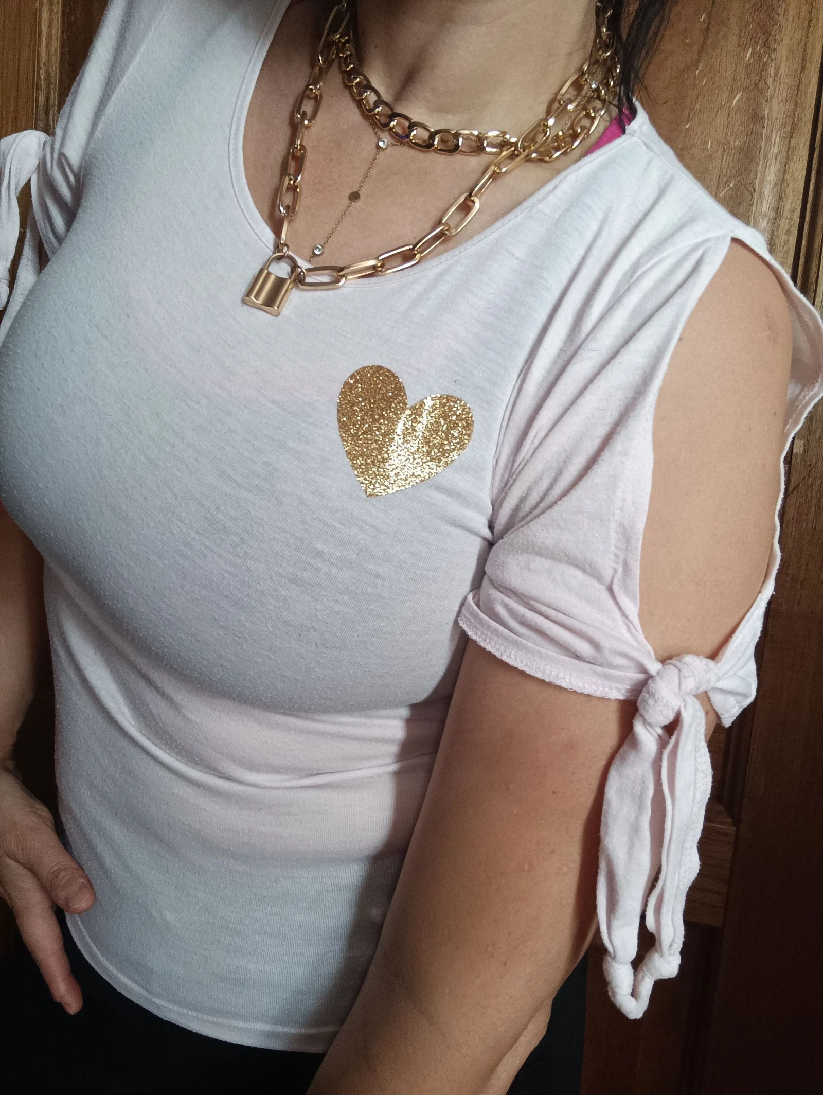 T shirt glitter heart & bow size XS – photo 2